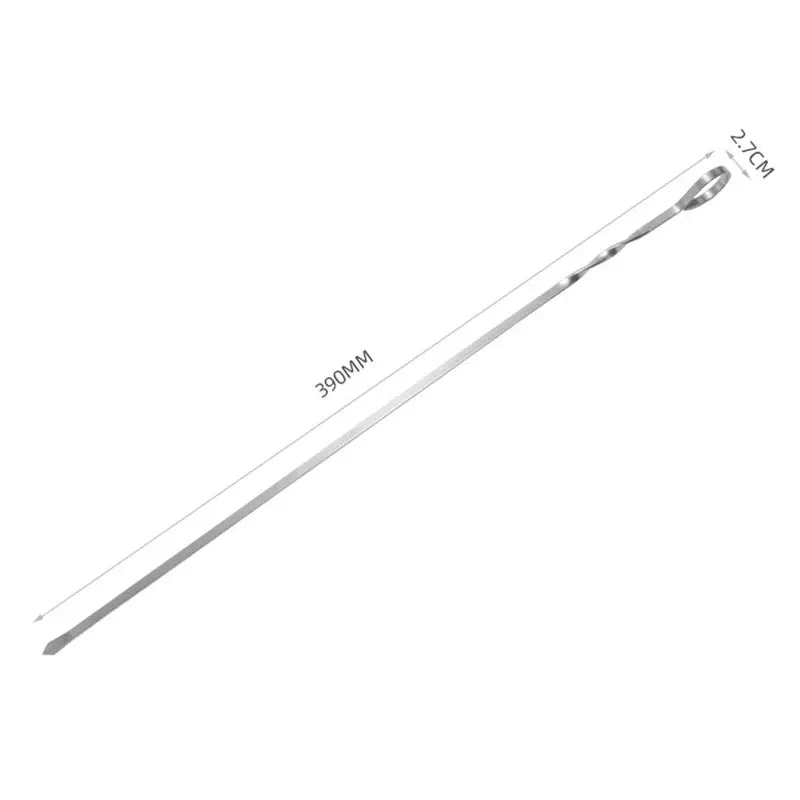 BBQ Sticks Stainless Steel Barbecue Skewer BBQ Tools Utensil Reusable Grill Sticks Outdoor Camping Picnic Flat BBQ Fork 6-12Pcs