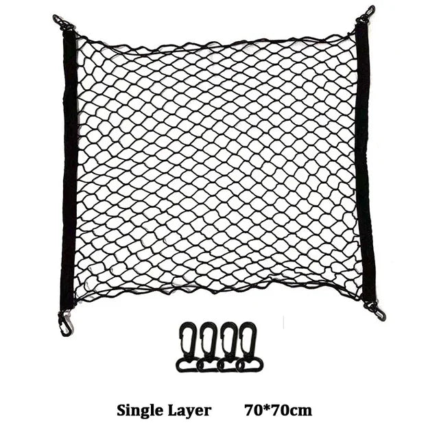 Car Mesh Elastic Nylon Rear Back Cargo Trunk Storage Organizer Double Layer Luggage Net Auto Back Rear Mesh Seat Car Accessories