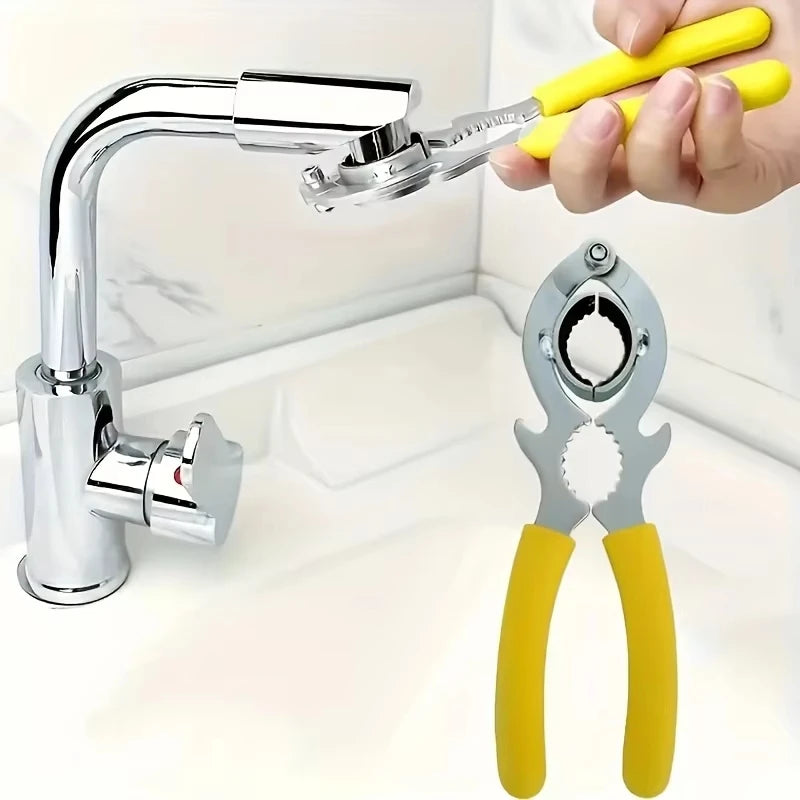 3-in-1 Tool Faucet Wrench with Bottle Opener and Pliers Kitchen Sink Aerator Filter Removal Spanner Multitool for Home Repair