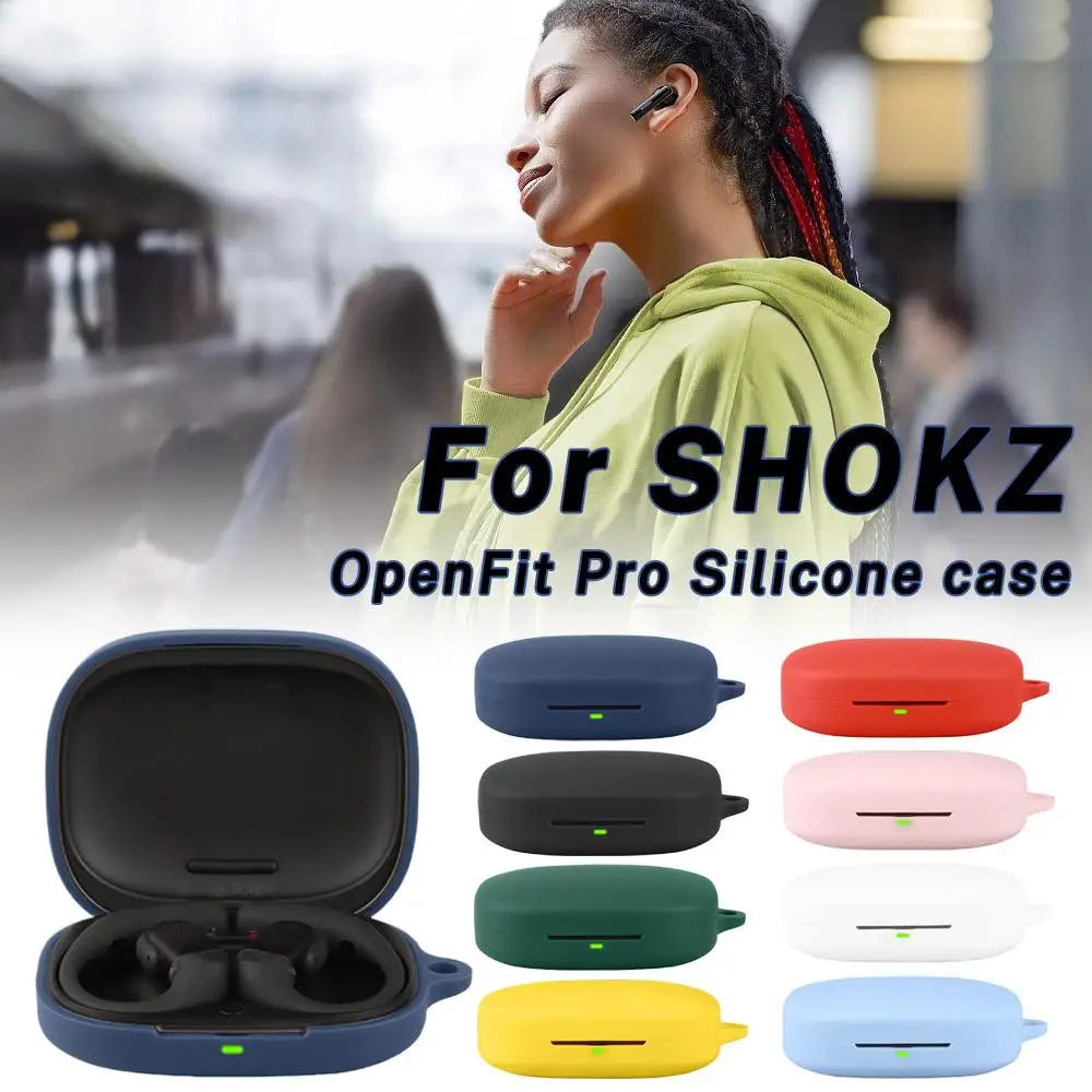 Ultra-Thin Light Transmission Case for SHOKZ OpenFit Pro T010 Silicone Protective Cover Anti-Slip Shockproof Shell with Hook