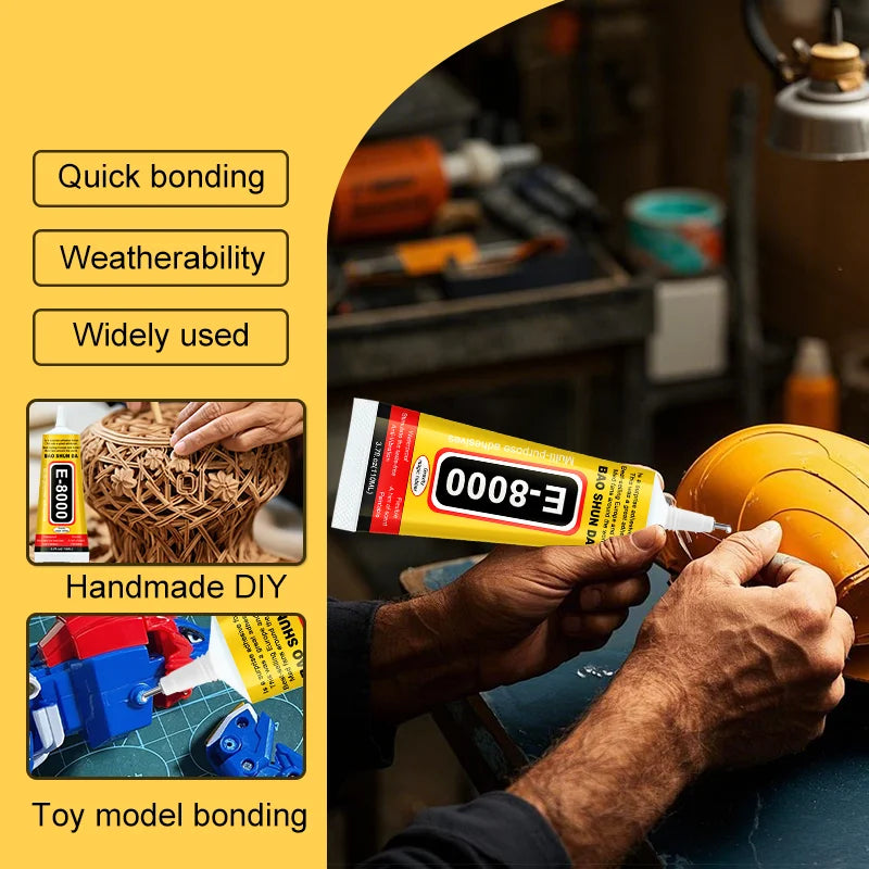 15/25/50/110ml E8000 Glue 110ml  Mobile Phone Screen Repair High-Strength Transparent Super Screen Border Adhesive Glass Jewelry DIY Crafts Universal Touch Screen Tools.