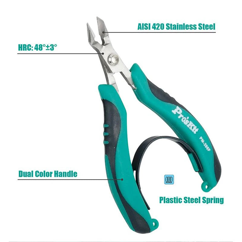 Pro'skit Stainless Steel Precision Cutting Pliers Side Cutter Suitable for Electronics Jewelry Fishing Professional Tools Pliers