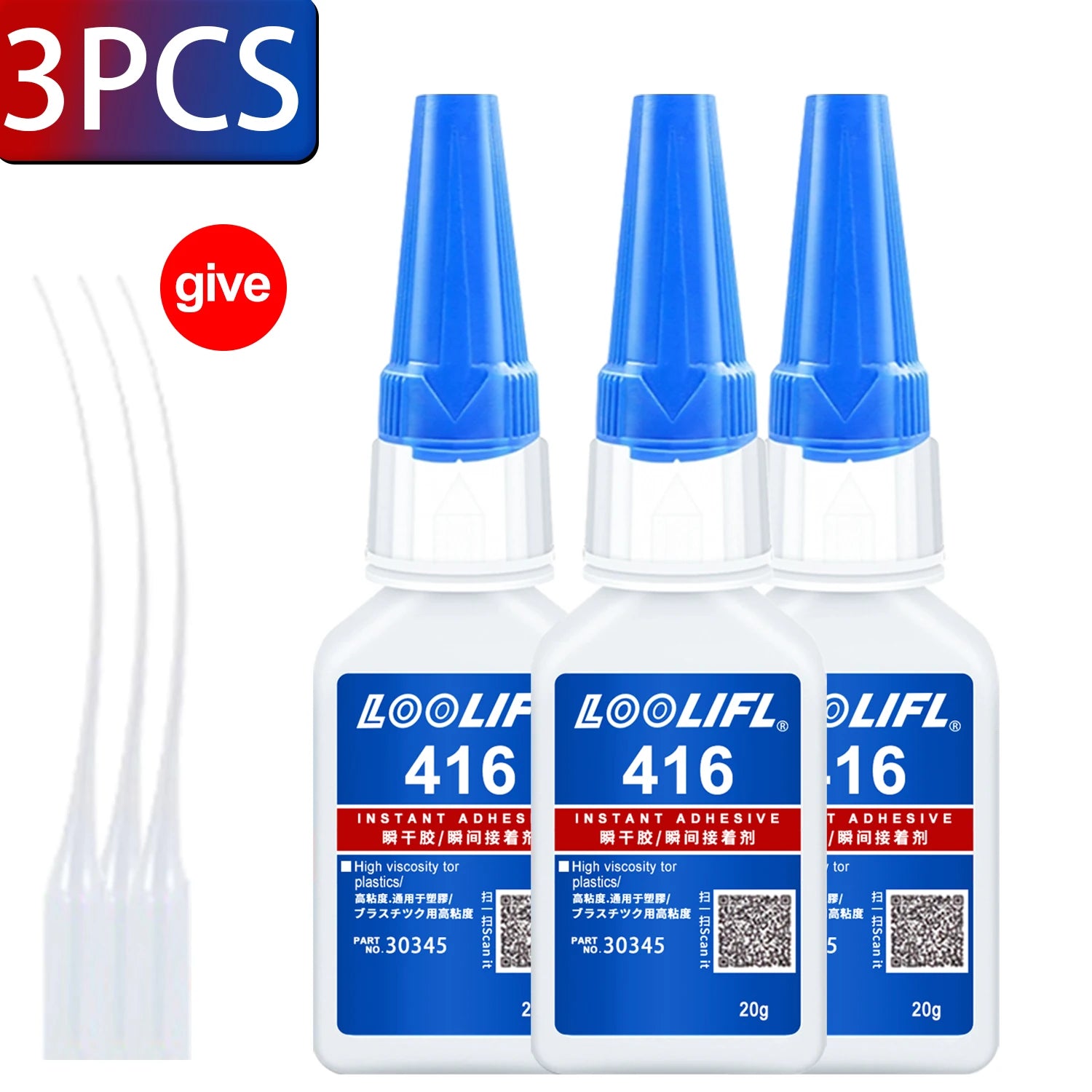 LOOLIFL 20ml 416 Instant Strong Super Glue Universal Mighty for Resin Ceramic Metal Wood Glass Fast Dry Bond Liquid Glue Tool