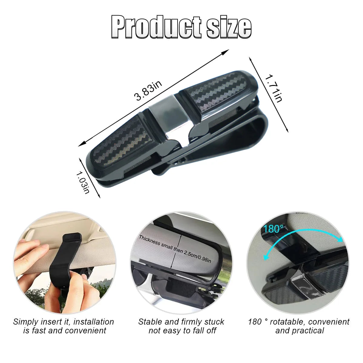 1/2PCS Multi-functional Car Sun Visor Sunglasses Holder, Glasses Clip Card Ticket Eyeglasses Storage Car Interior Accessories