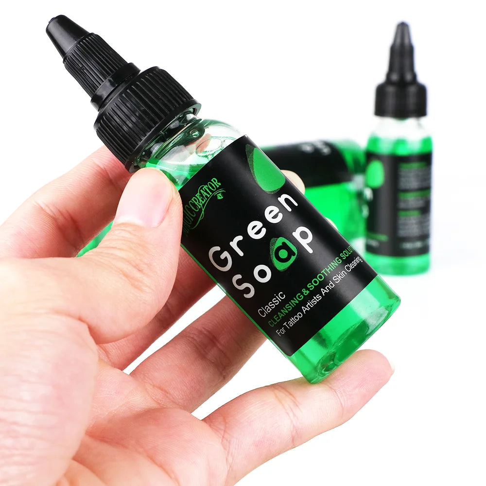 Tattoo Cleaning Soap Ink Tattoo Care for Fresh Tattoos Gentle Sulfate Free Tattoo Green Soap, Soothing Daily Wash for New Ink