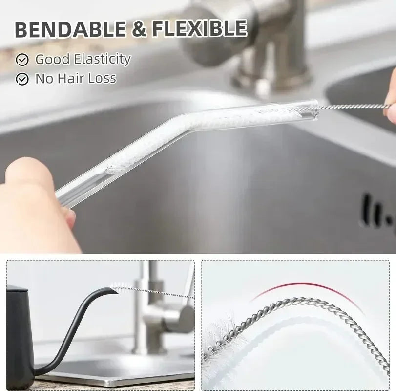 1/50pcs Stainless Steel Straw Cleaning Brush Long Handle Drinking Straws Tube Pipe Cleaner Brushes Baby Cup Bottles Clean Tools