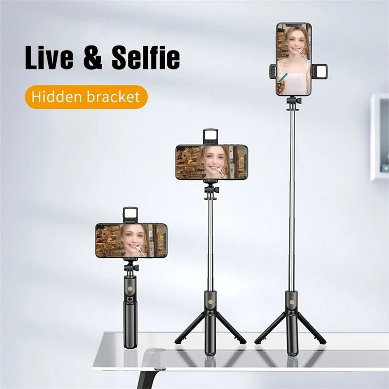 Handheld 360 Degree Flexible Sports Camera Mini Selfie Stick Tripod with Wireless Remote Mobile Phone Monopod Stand