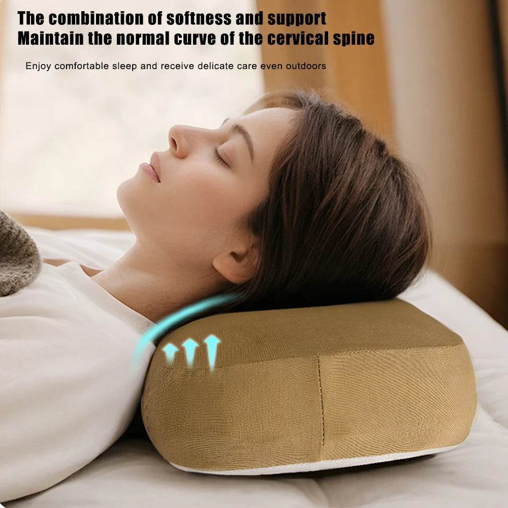 Ultralight Camping Memory Foam Pillow, Travel Backpacking Pillow with Removable Cover for Neck Lumbar Support, Hiking Outdoor