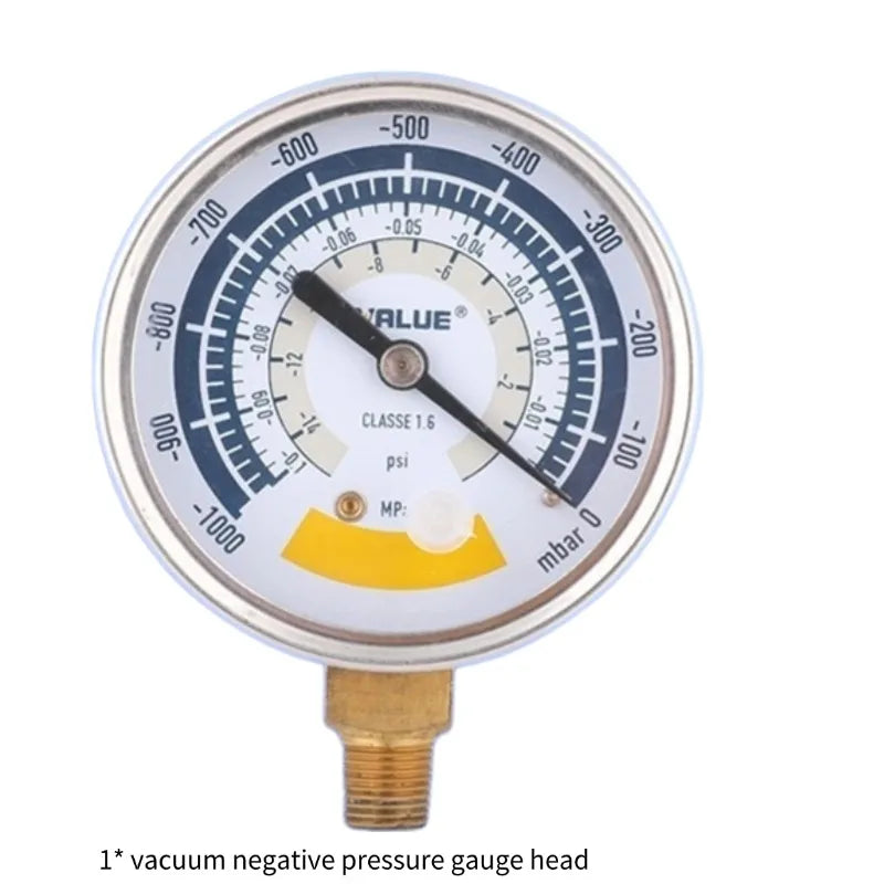 Accurate Vacuum Negative Pressure Gauge 0-14psi 60mm Dial Display G1/8 NPT1/8 Connector for Vacuum Pump AC Fridge Repair