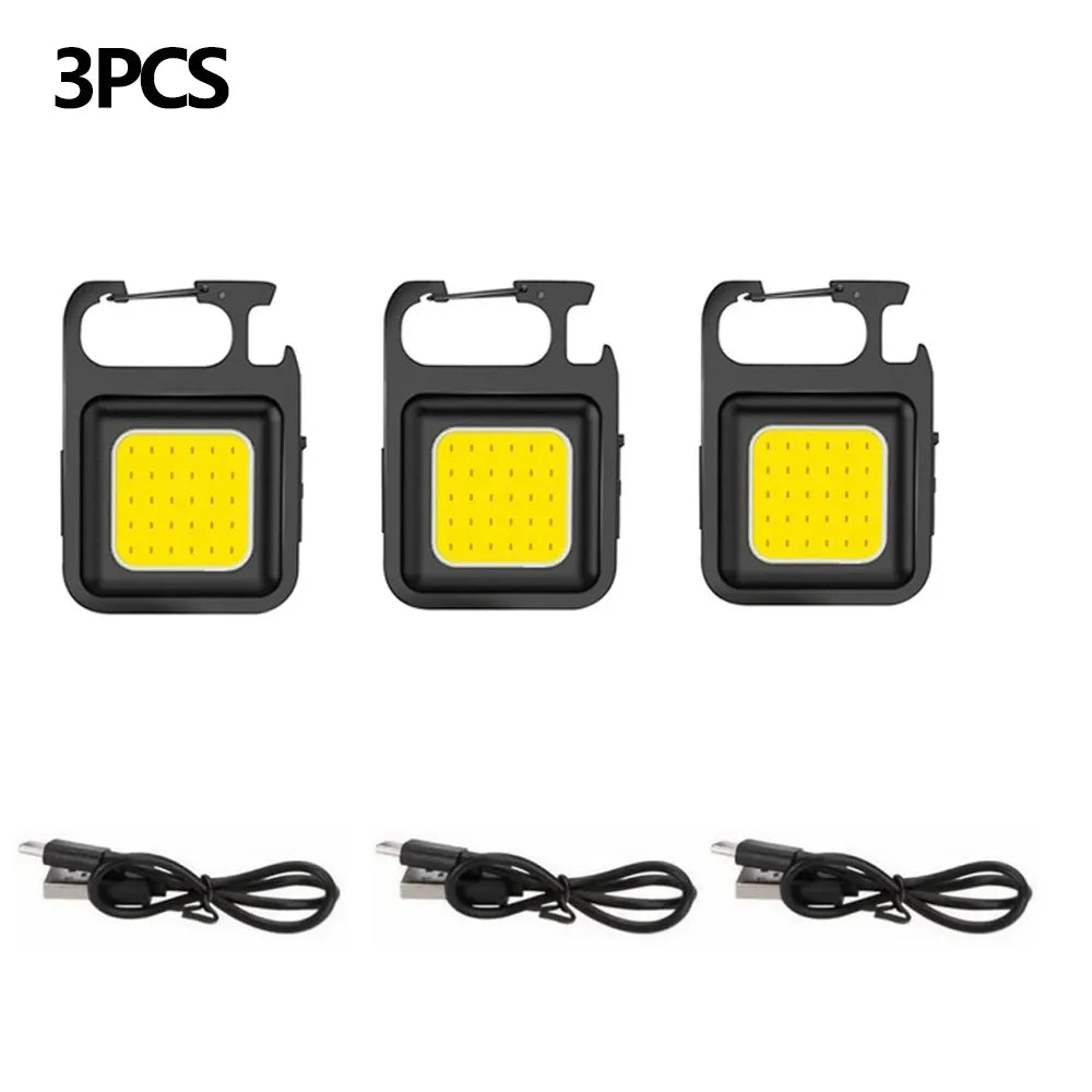 Portable Mini Super Bright COB Keychain Light 4 Lighting Modes Forwork Light Flashlight Charging Lamp Camping Lights with Magnet