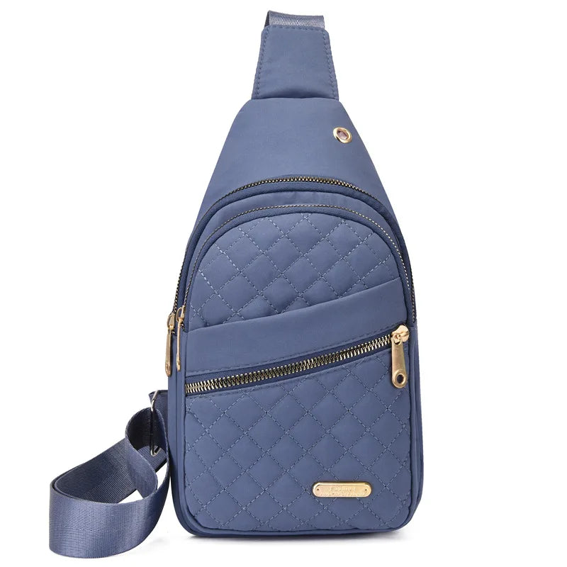 Solid Color Quilted Fanny Pack Casual Large Capacity Zipper Chest Belt Bum Bag Adjustable Sling Bag for Daily Use Lightweight