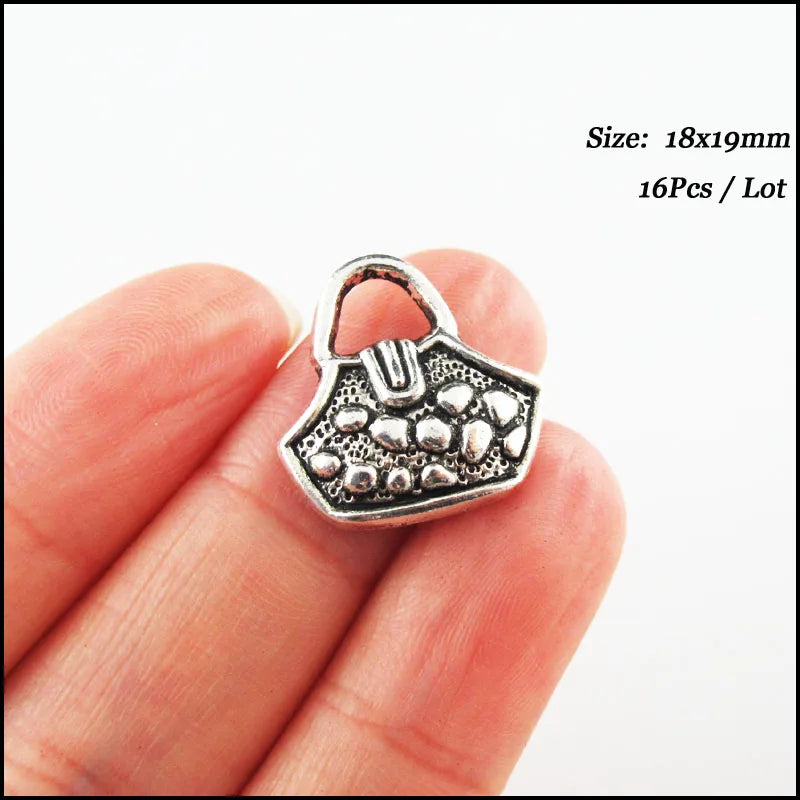 Fashion New Lady Handbag Valise Charms Tibetan Silver Plated Pendants For Gifts Jewelry