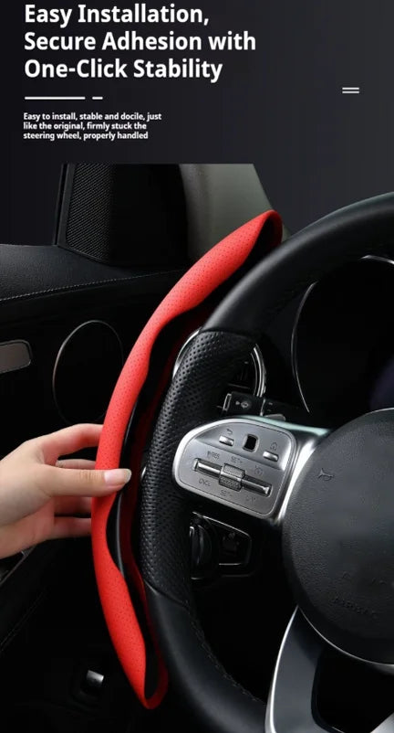 Steering Wheel Cover Suitable for Honda, Wave-Shaped Sporty Design, Breathable Leather, Segmented Design, Non-Slip