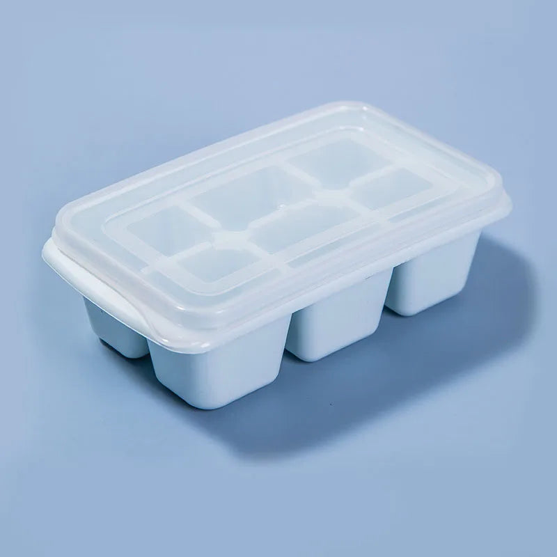 Reusable 6 Grid Ice Cube Maker Mold With Lid Silicone Ice Cube Square Tray Mold for Ice Cream Chocolate