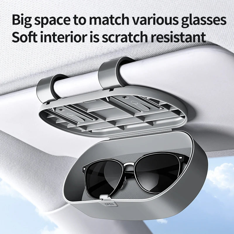 Universal Car Sun Visor Glasses Holder Durable ABS Resin Eyeglass Storage Box with Buckle Mount Multifunctional Auto Accessories