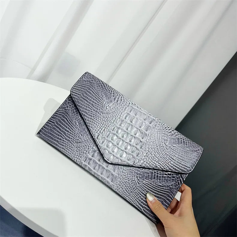 Women Hot Sales Crocodile Handbag  Female Alligator Pattern Leather Clutches Purse Crossbody Shoulder Bag Evening Bags