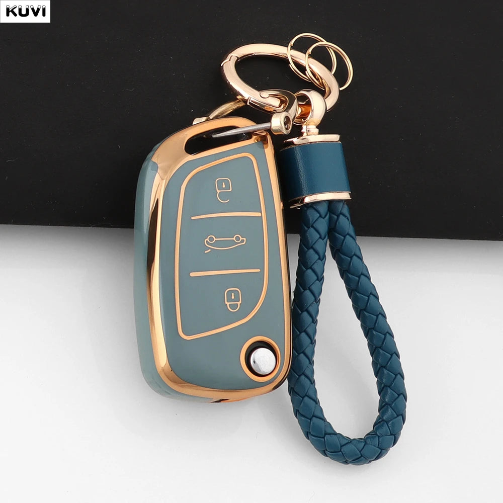 Fashion TPU Car Flip Key Case Cover Shell For Citroen C1 C2 C3 C4 C5 XSARA PICA For Peugeot 306 407 807 For DS DS3 DS4 DS5 DS6