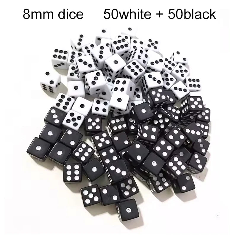 100pcs/lot 8mm Mini 6-sided Dice Acrylic for Party Leisure And Entertainment Gambling Props Chessboard Game Accessories TMZ
