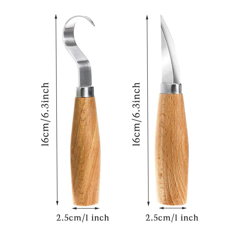 Wood Carving Tools Set Whittling Knives Hook Knives, Ergonomic Wood Spoon Carving Kit, Durable Curved Design