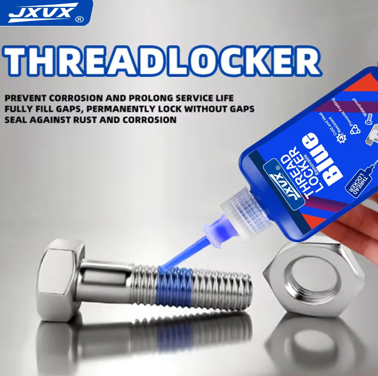 JXVX 50ML243 Blue Thread Locking Agent Medium Strength Anaerobic Adhesive, Suitable for Locking and Sealing Metal Bolts and Nu.