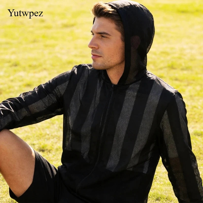 Outdoor Hiking Summer UPF50+ UV Sun Protection Skin Coats Men's Running Ultra-Light Hooded Outwear Breathable Casual Jackets