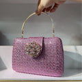 Luxury Sparkling Rhinestone Clutch Bag Crystal Evening Purse with Metal Handle Diamond Chain Handbag for Wedding Party Dinner