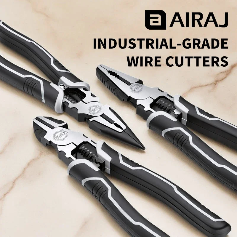 AIRAJ 3 PCS Multifunctional Electrician Wire Pliers Heavy Duty Alloy Wire Cutters Diagonal Needle Nose Pliers Hardware Tools