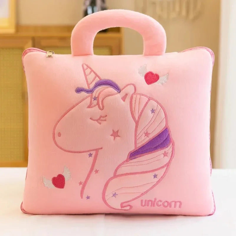 Cute Pillow Quilt Dual-use Pillow Folding Air Conditioning Blanket Car Interior Cushion Pillow 3-in-1 Office Nap Cushion Blanket