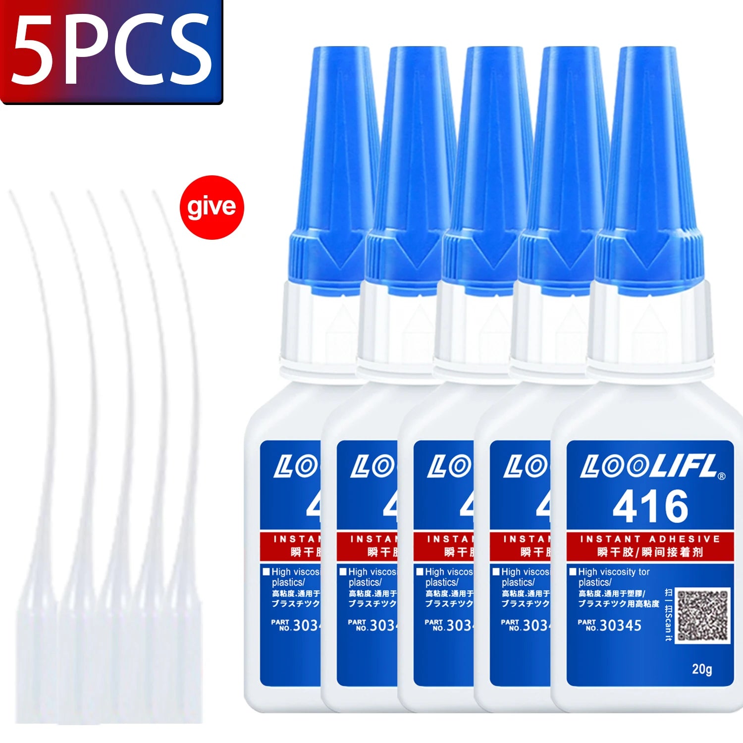 LOOLIFL 20ml 416 Instant Strong Super Glue Universal Mighty for Resin Ceramic Metal Wood Glass Fast Dry Bond Liquid Glue Tool