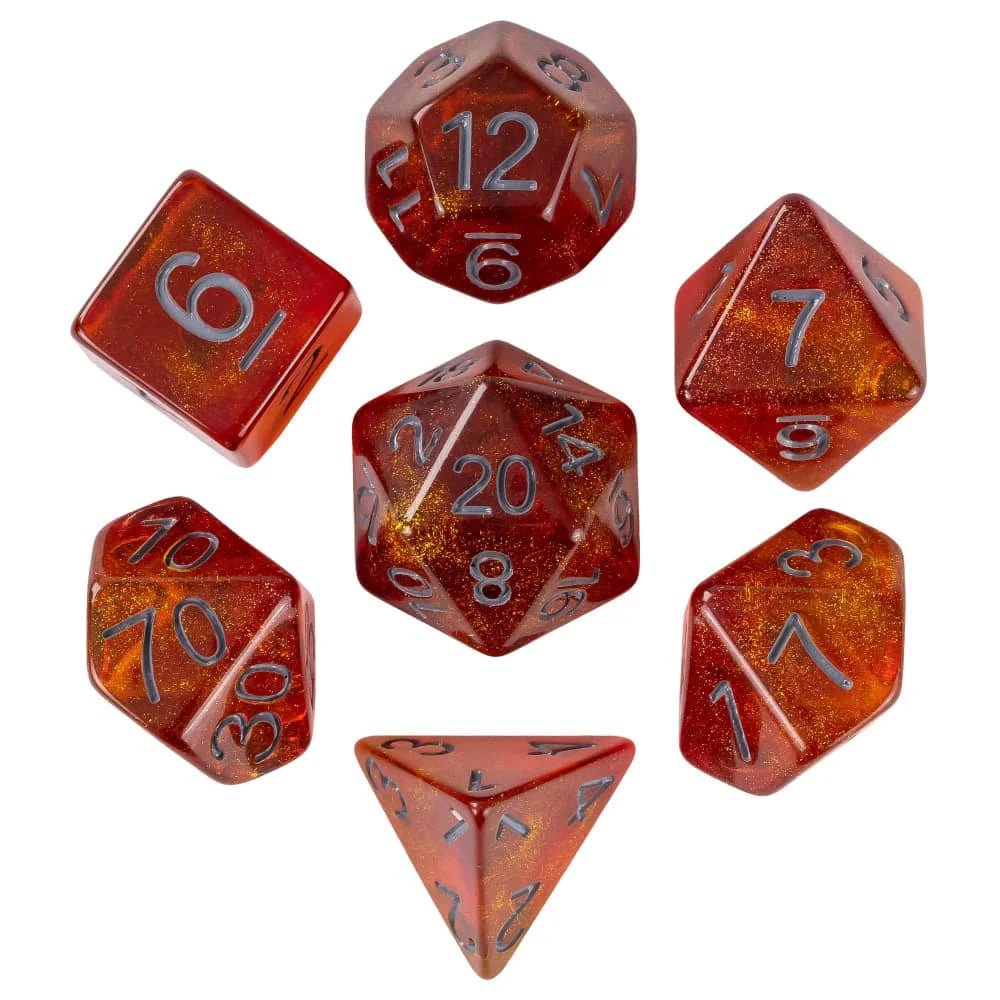 Cusdie Two-tone DND Dices 7 Resin Glitter D&D Dice D4 D6 D8 D10 D% D12 D20 Polyhedral Dice Set for Role Playing Board Games