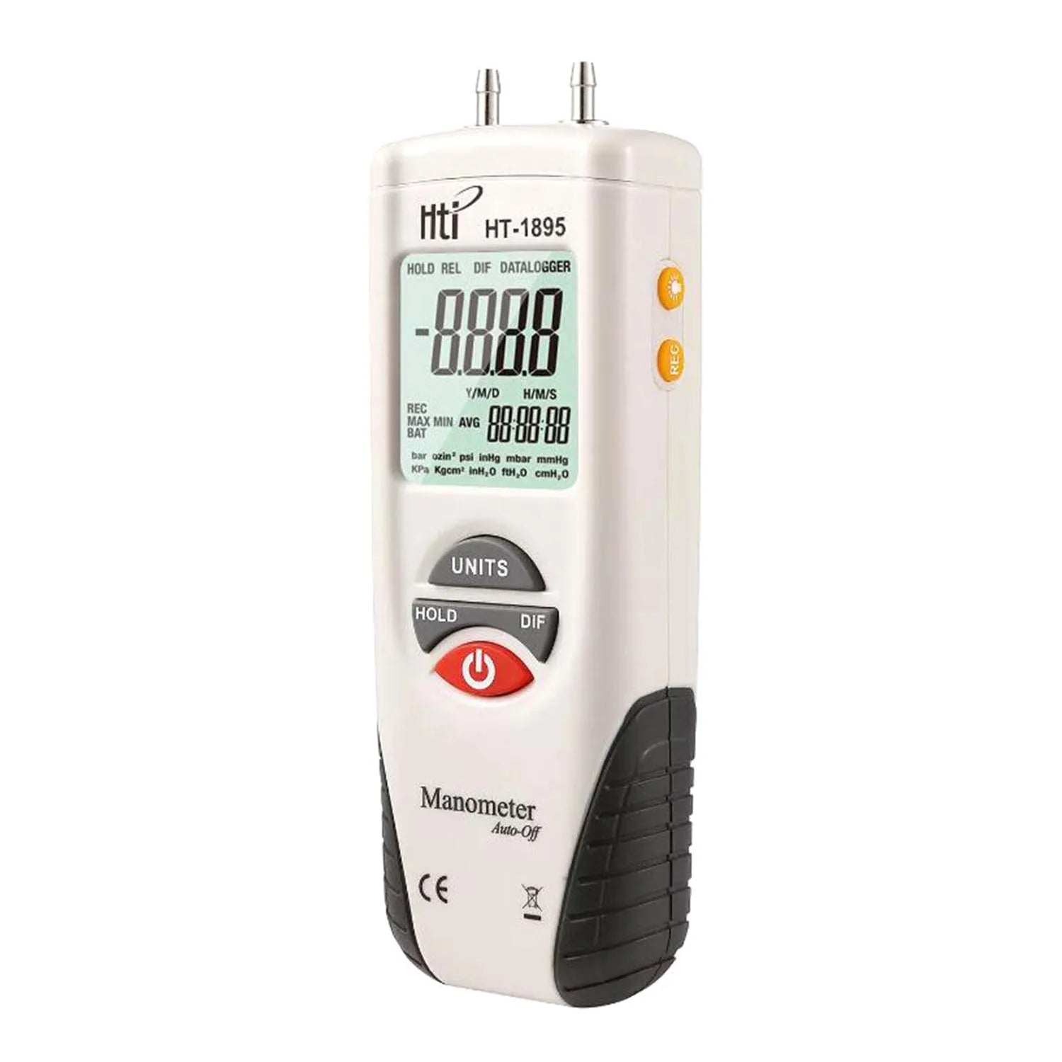 HTI HT-1895 Handheld Proable Digital Manometer Air Pressure Meter Differential Pressure Gauge Gas Pressue Tester LCD Display