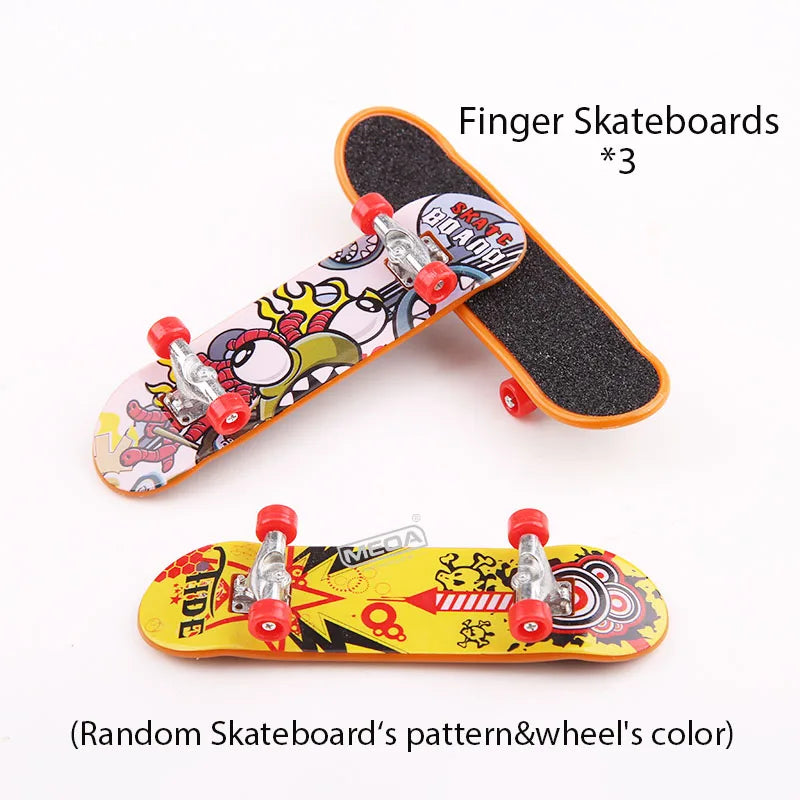 Profession Finger Boarding DIY Ramp Park Finger Scooter Finger Skateboard with Metal Bridge Skate Trucks Kid Pocket Toys Gift
