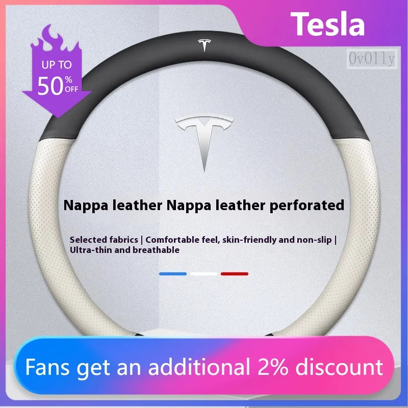 Suede Anti-slip Leather Car Steering Wheel Cover Auto Accessories for Tesla Model 3 Highland Y Juniper S Model X Roadster