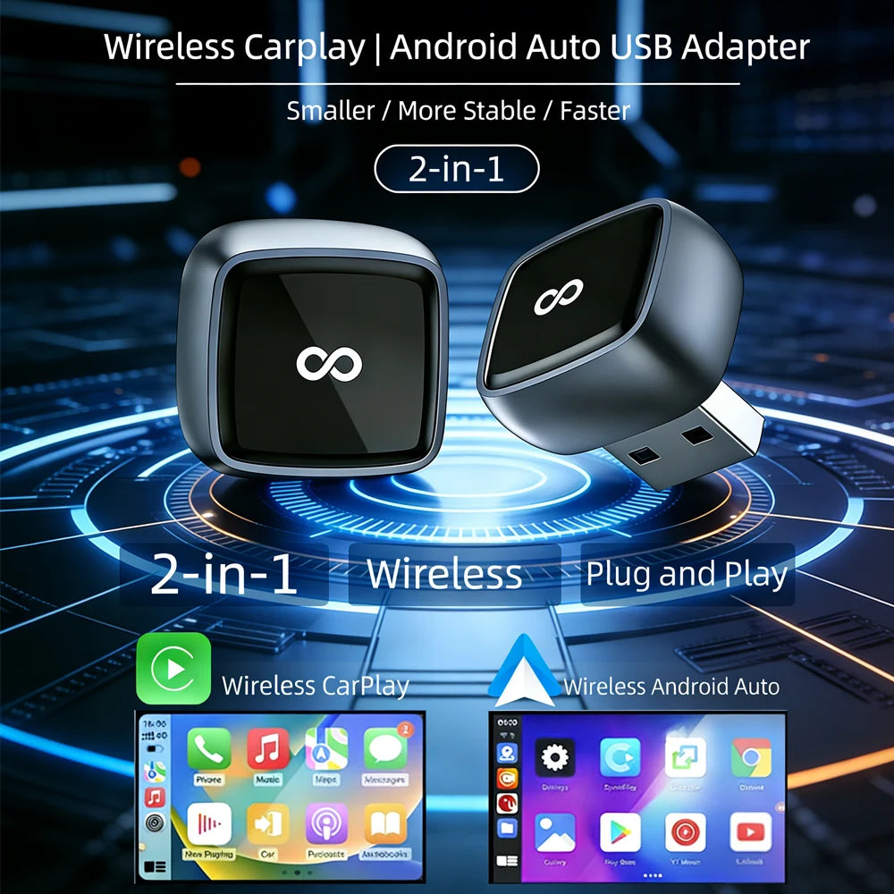 Mini Wireless CarPlay Adapter for Apple iPhone - Upgrade Wired CarPlay to Wireless, One-Tap Multi-User Switch, Plug & Play, Fast