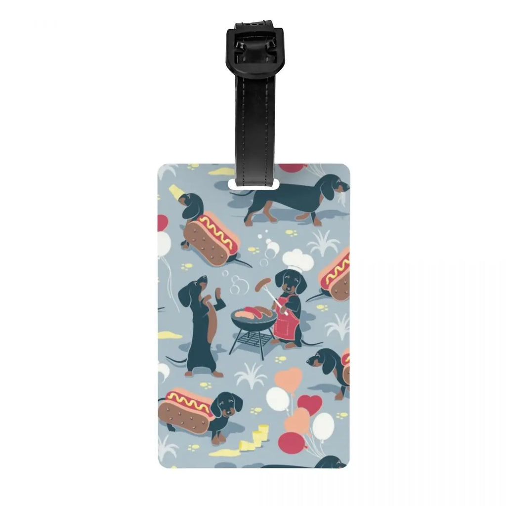 Custom Dachshunds Dog Luggage Tag Privacy Protection Badger Sausage Wiener Baggage Tags Travel Bag Labels Suitcase