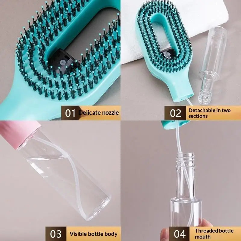 1Pcs Spray Hair Brush Refillable Liquid Water Spray Paddle Comb Anti Static Soft Bristle Hair Styling Massage Comb For Home