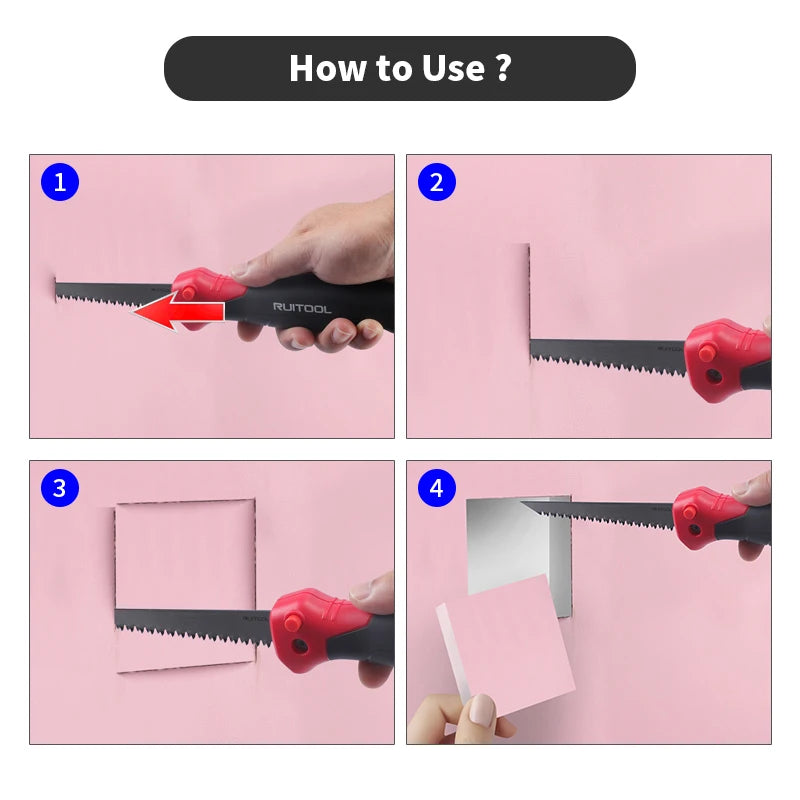 6 Inch Folding Drywall Saw Steel Blade Manual Jab Hand Saw Portable Folding Design for DIY Projects Cutting Drywall