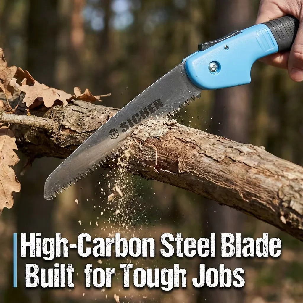 6 Inch Folding Pruning Saw High Carbon Steel Blade Hand Saw for Garden Tree Branch Cutting with Secure Lock & Anti-Slip Handle