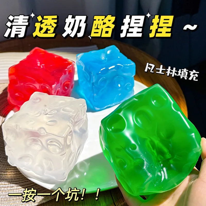 High transparency Vaseline Cheese Plastic Pinch Music Non rebound Stress Relief Toy Coconut Oil Pinch Toy