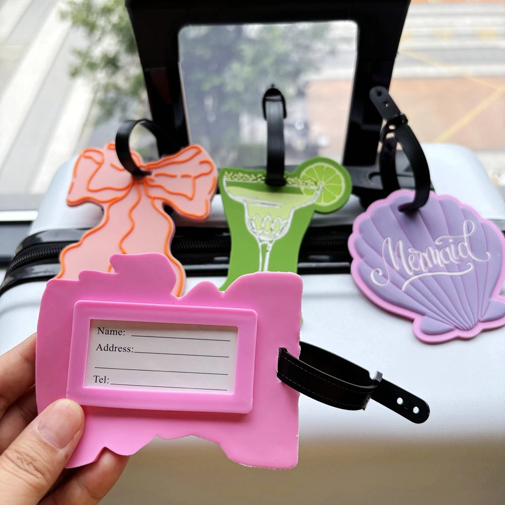 1Pc Bow Shell Cup Style Luggage Tag Pendant Bag Anti-Loss Tag Luggage Tag with Information Writing Anti-Loss Accessories