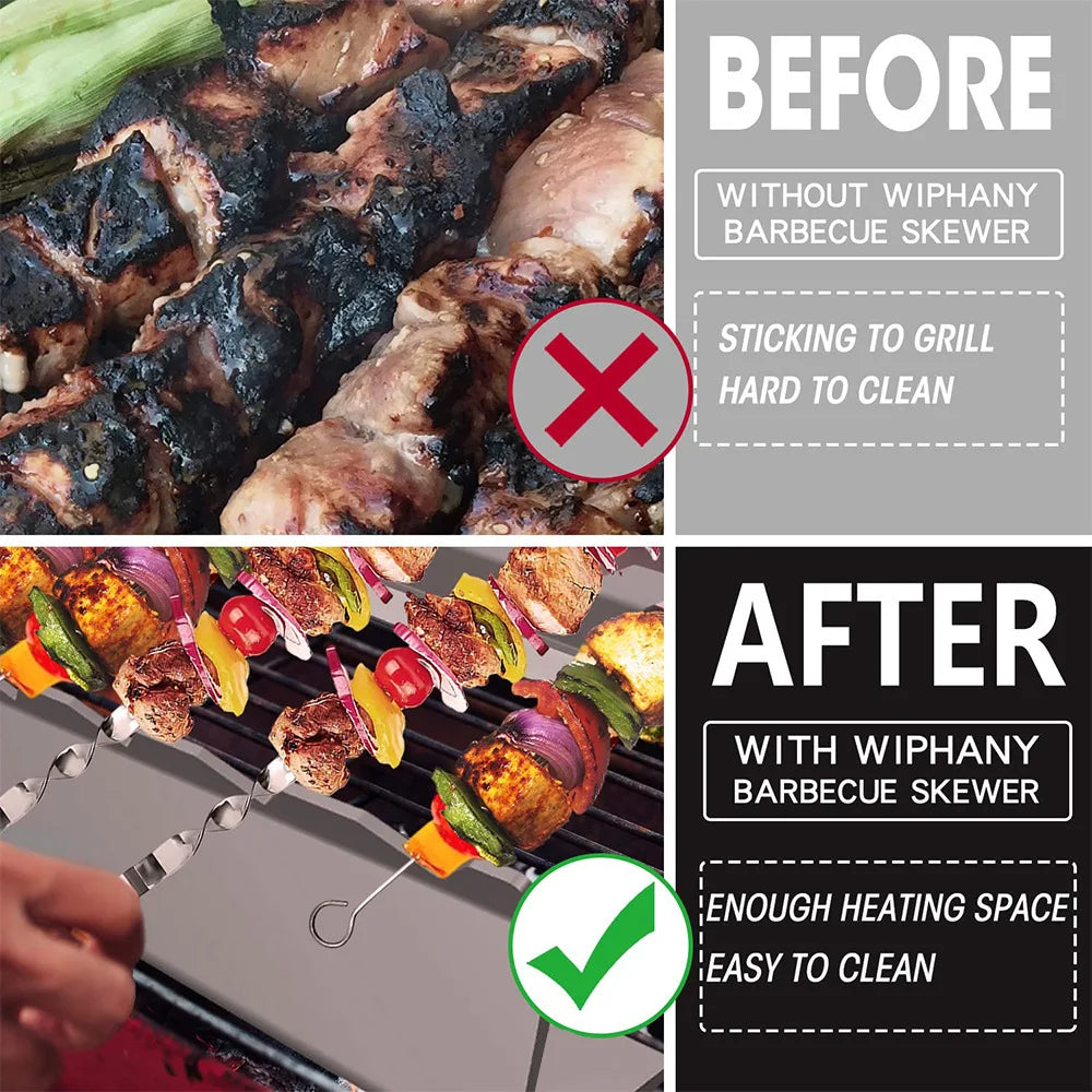 Multifunctional Stainless Steel Kebab Rack Barbecue Skewer Stand Warpresistant Kitchen EssentialSuitable Cooking Outdoor Use Cam