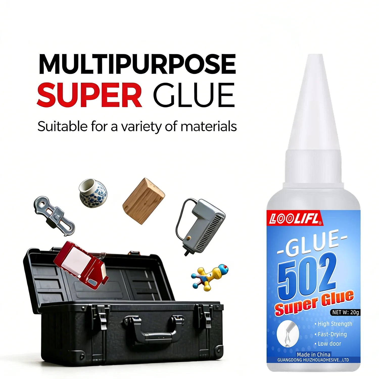 LOOLIFL 502 Instant Super Glue, 20g Bottles, Ultra Strong Fast Bond Glue for Metal, Plastic,Wood, Ceramics, Shoes & DIY Projects