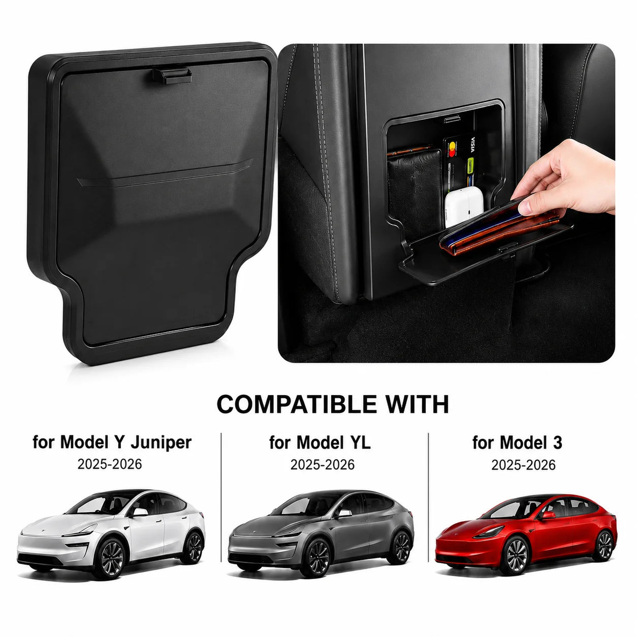 For Tesla Model Y Juniper Model YL Model 3 Center Console Armrest Hidden Storage Box Cars and auto parts