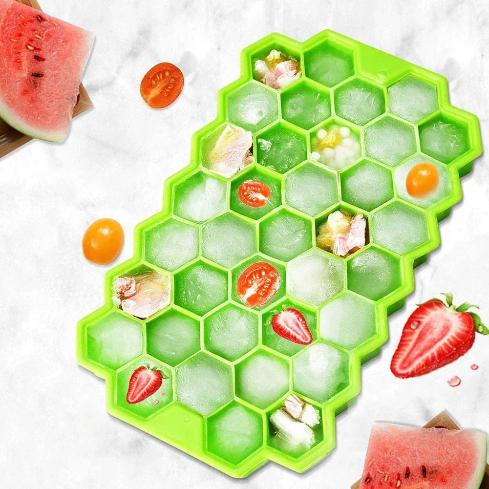 4/1PCS 37 Grids Silicone Ice Cube Mold Large-capacity Ice Trays Food Grade Reusable Ice Maker with Lids Cocktail Kitchen Tool