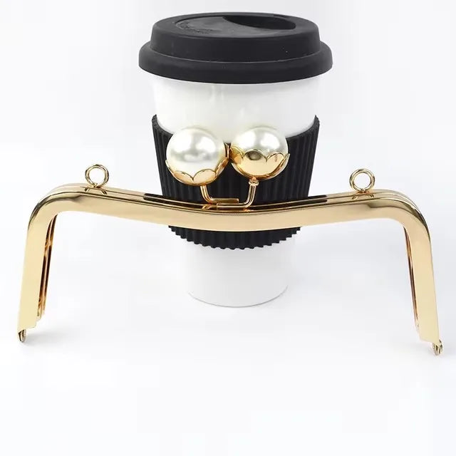 1/2/3Pcs 20cm Metal Bag Handle Retro Pearl Kiss Clasp Lock Buckle Purse Frame DIY Sewing Handbag Brackets Hardware Accessories