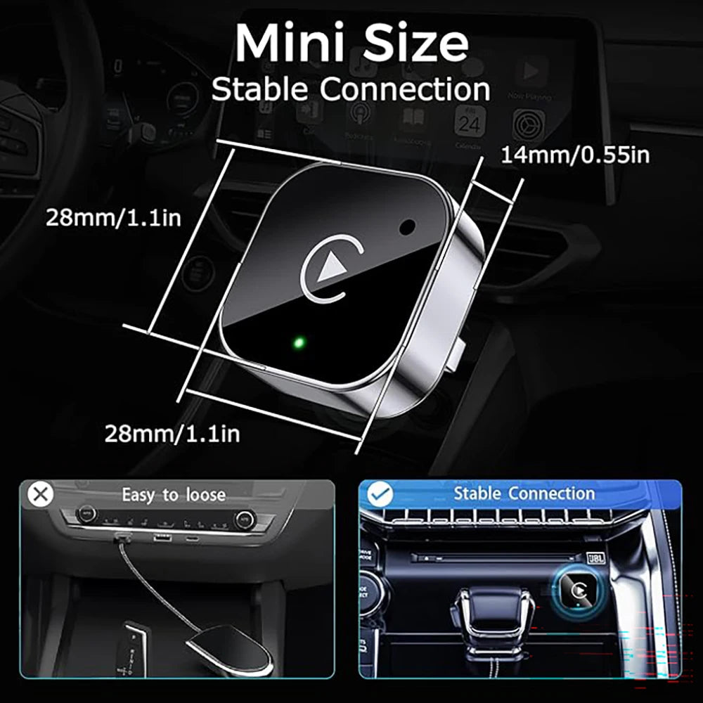 Wireless CarPlay Adapter2026 Upgraded – Suitable for Apple iPhone & Android, with Compact Size, Plug-and-Play Convenience, and F
