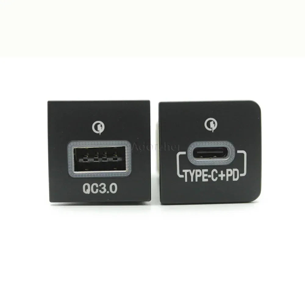 24*24mm Red LED Car Phone Charger Double USB Type-c PD Fast Charging Adapter for VW Golf 5 MK5 2004-2010 Accessories
