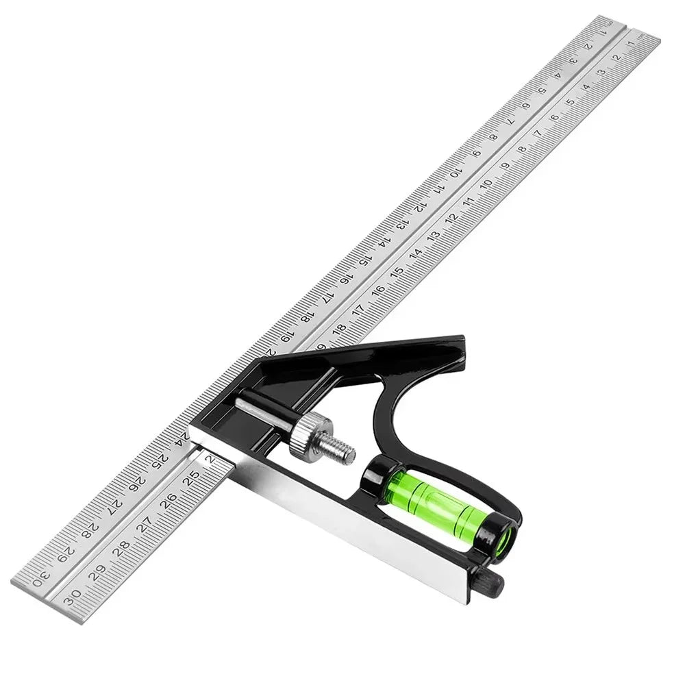 Stainless Steel Angle Square Measuring Tools Durable Adjustable Spirit Level 45/90 Degree Angle Precise Angle Ruler Woodworking