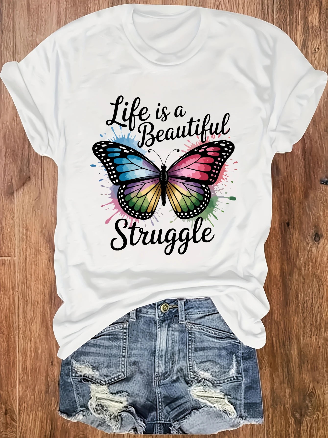 Women's plus size vest Life Is A Beautiful Struggle Suitable for sports and daily wear womens clothes summer casual shirts