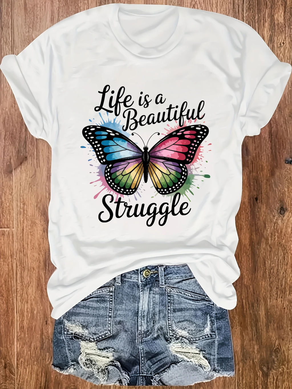 Women's plus size vest Life Is A Beautiful Struggle Suitable for sports and daily wear womens clothes summer casual shirts